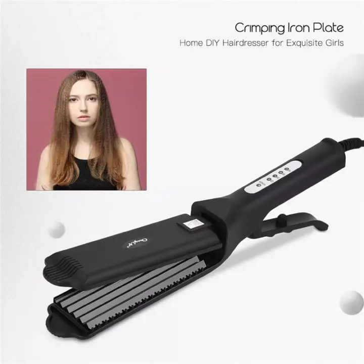 Corn Plate Hair Crimper with 4 Temperature Settings Fast Heating Flat Iron for Home DIY Use