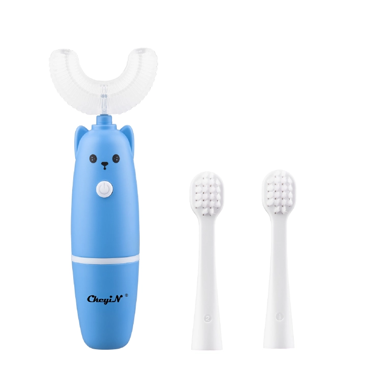 3-12 Years Old Kid Electric U shaped Toothbrush Food Grade Teeth Cleansing Brush Battery Operated Clean the teeth in 360° With Replaceable brush heads
