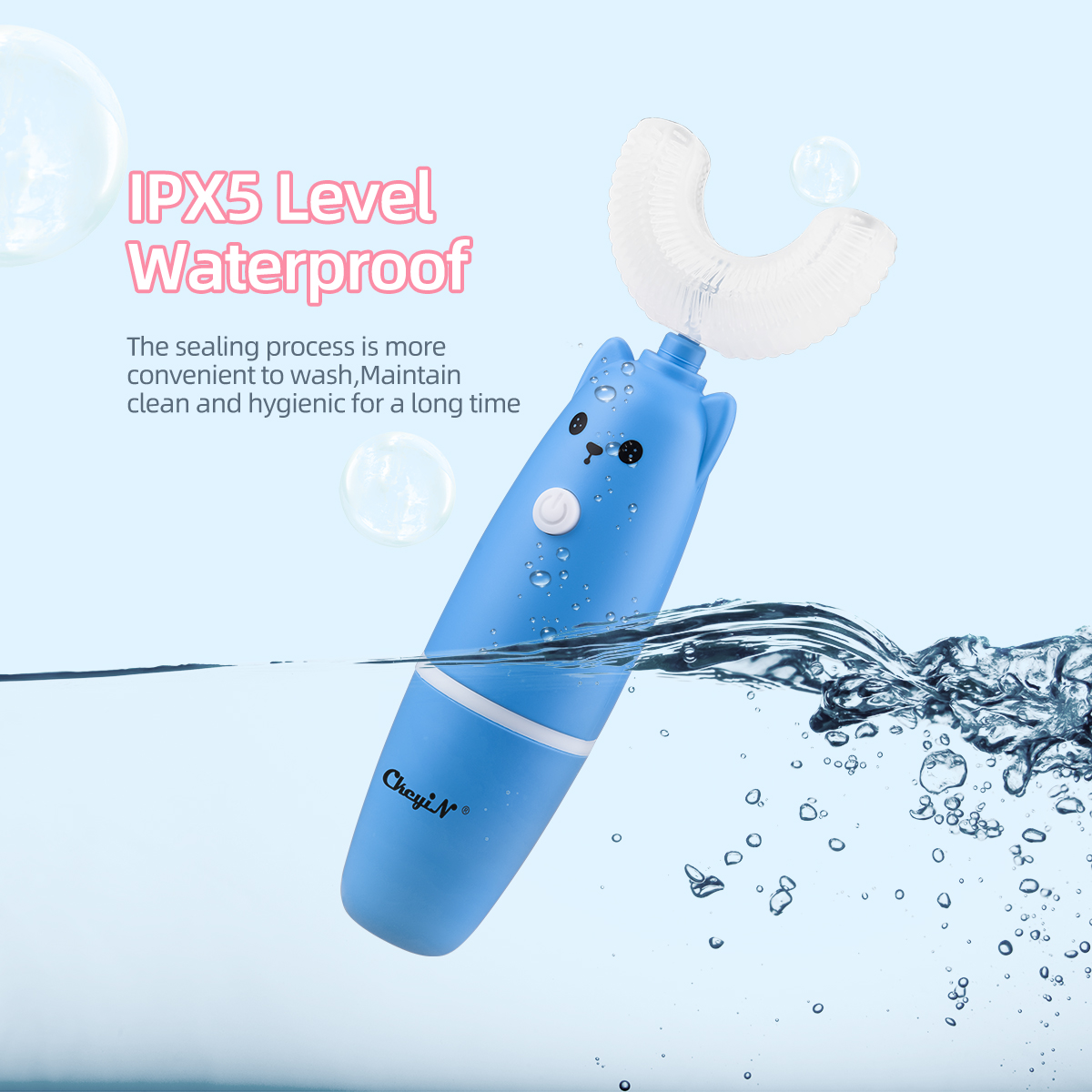 3-12 Years Old Kid Electric U shaped Toothbrush Food Grade Teeth Cleansing Brush Battery Operated Clean the teeth in 360° With Replaceable brush heads