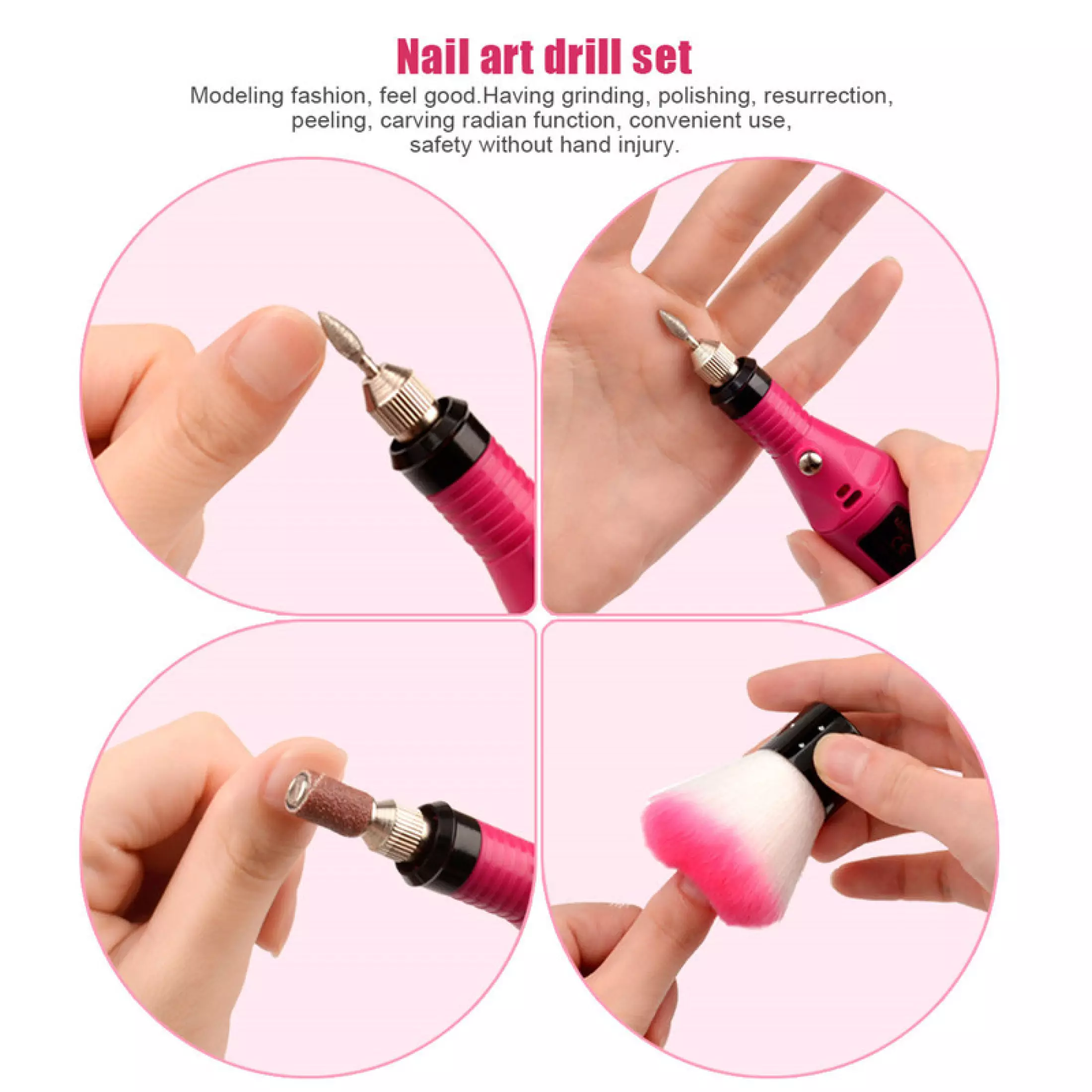 Electric Manicure Nail Drill Machine+ 6 Nail Art Drill Bits Manicure Pedicure Nail Art Tools Sets