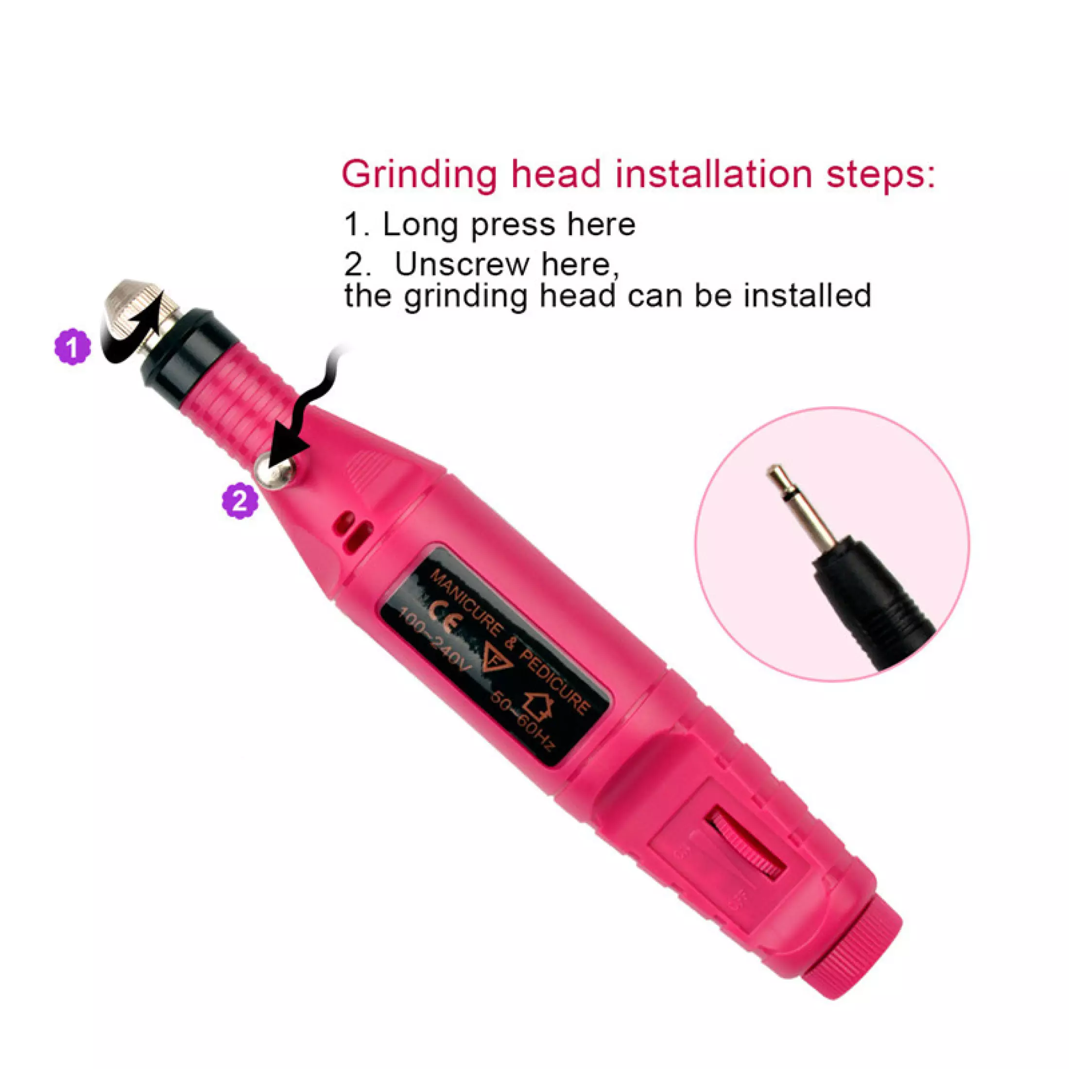 Electric Manicure Nail Drill Machine+ 6 Nail Art Drill Bits Manicure Pedicure Nail Art Tools Sets