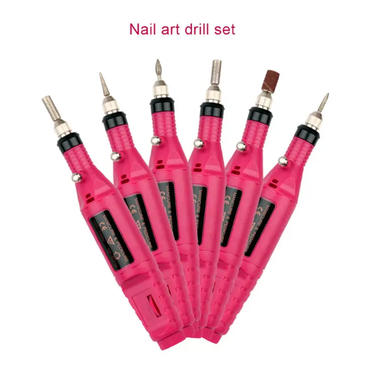 Electric Manicure Nail Drill Machine+ 6 Nail Art Drill Bits Manicure Pedicure Nail Art Tools Sets