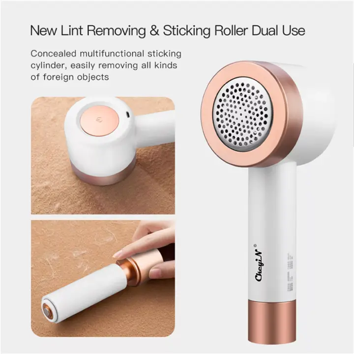 2 In 1 Electric Lint Remover Rechargeable Fabric Shaver Sticking Roller for Clothes Blanket Sweater Portable Pellets Lint Remover For Clothing Hair Ball Trimmer Fuzz Clothes Shaver Cut Machine