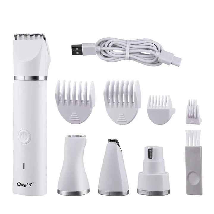 4 In 1 Electric Pet Hair Clippers Shaver Set Nail Grinder Paw Grooming For Dogs and Cats Low Noise R-shaped Obtuse Angle Cutter Head IPX7 Waterproof Pets Hair Trimmer