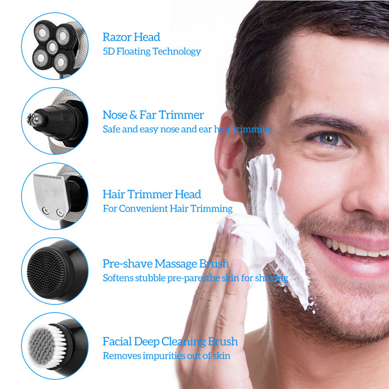 5 In 1 Hair Grooming Kit for Men Cordless Beard Nose Hair Trimmer with 5 Blades Electric Razor