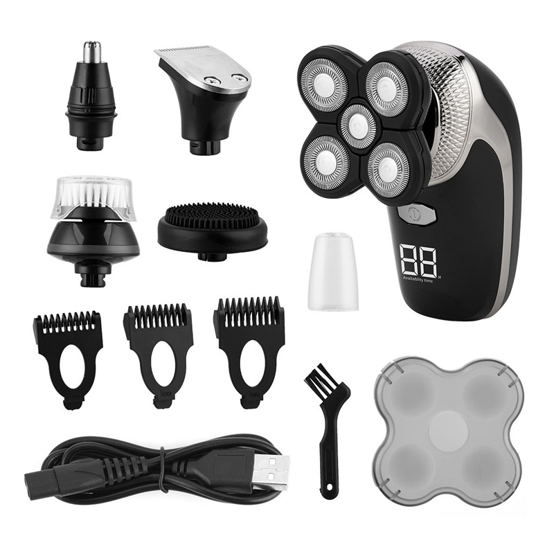 5 In 1 Hair Grooming Kit for Men Cordless Beard Nose Hair Trimmer with 5 Blades Electric Razor