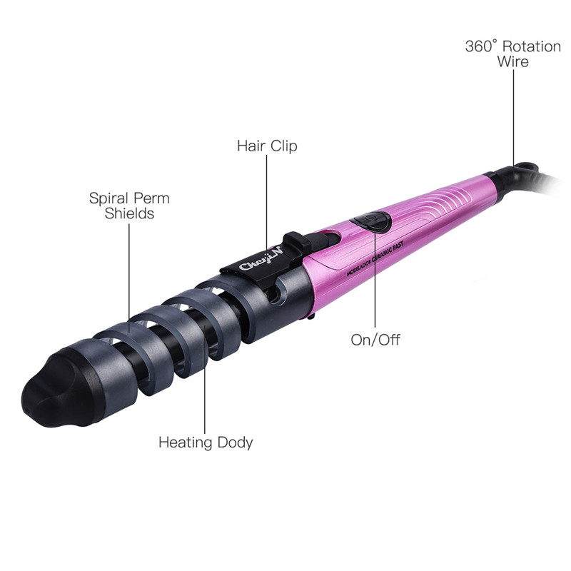 Pro Electric Ceramic Spiral Hair Curler Curling Iron Wand Rollers