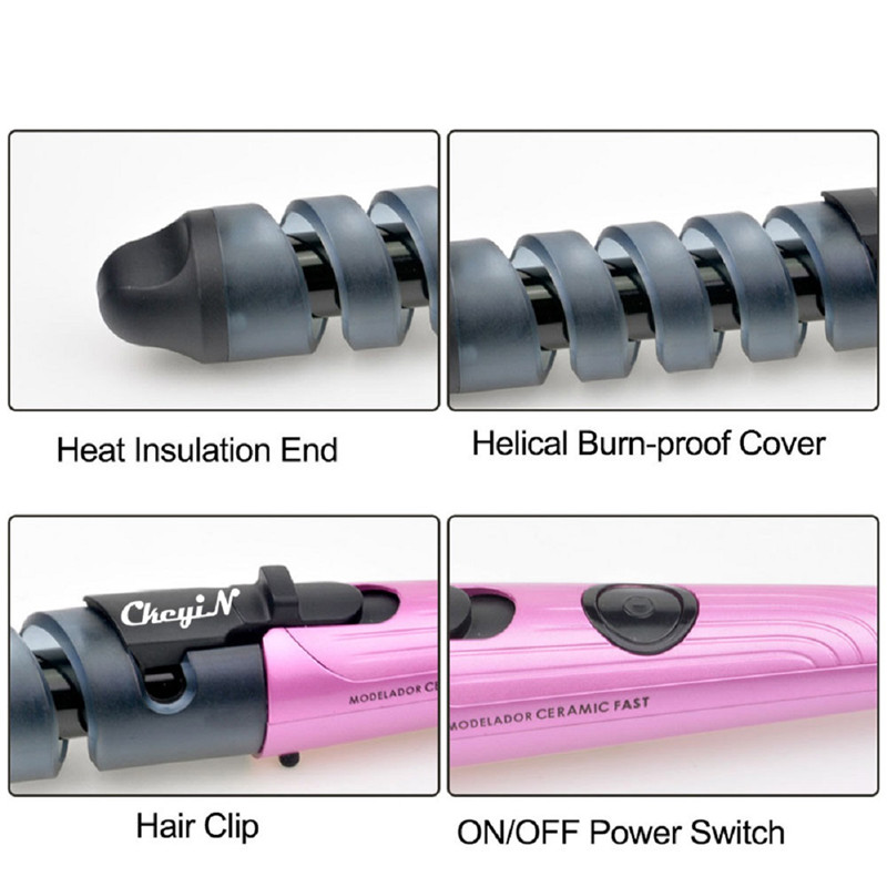 Pro Electric Ceramic Spiral Hair Curler Curling Iron Wand Rollers