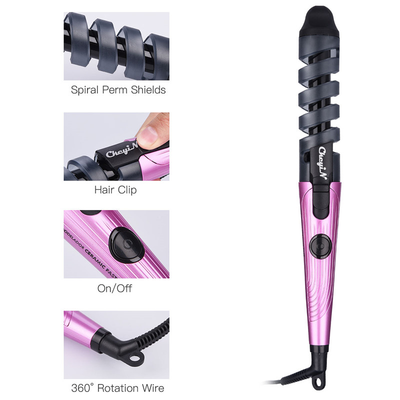 Pro Electric Ceramic Spiral Hair Curler Curling Iron Wand Rollers