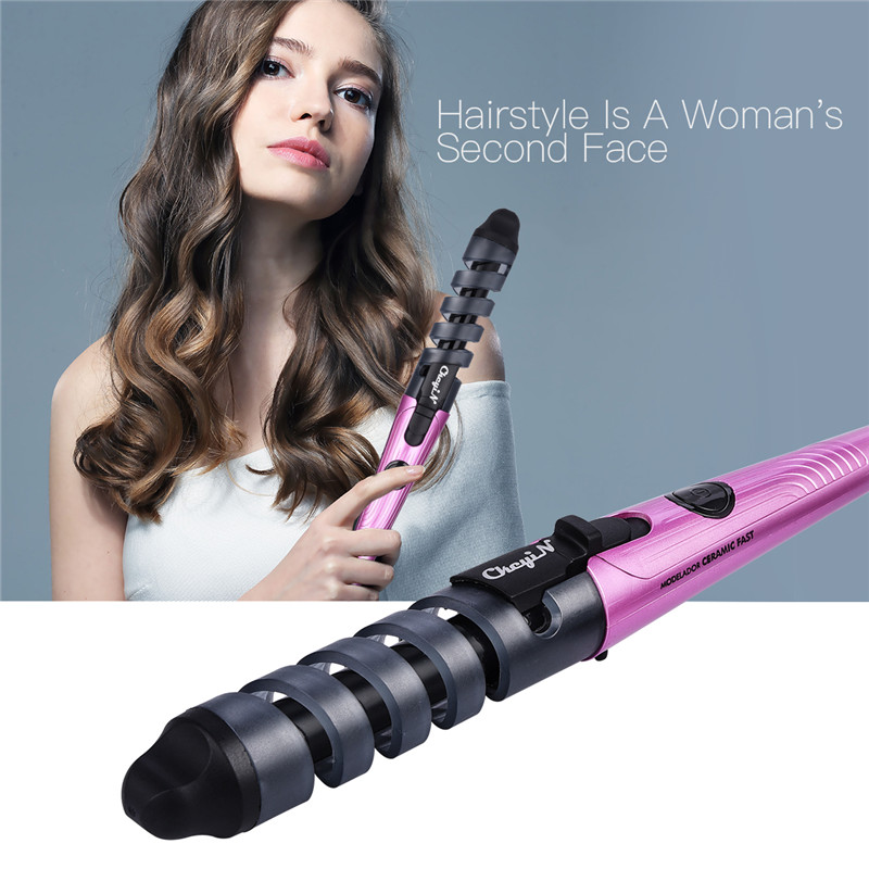 Pro Electric Ceramic Spiral Hair Curler Curling Iron Wand Rollers