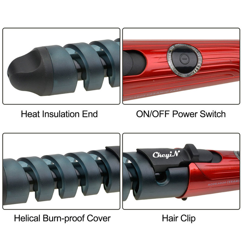 Pro Electric Ceramic Spiral Hair Curler Curling Iron Wand Rollers