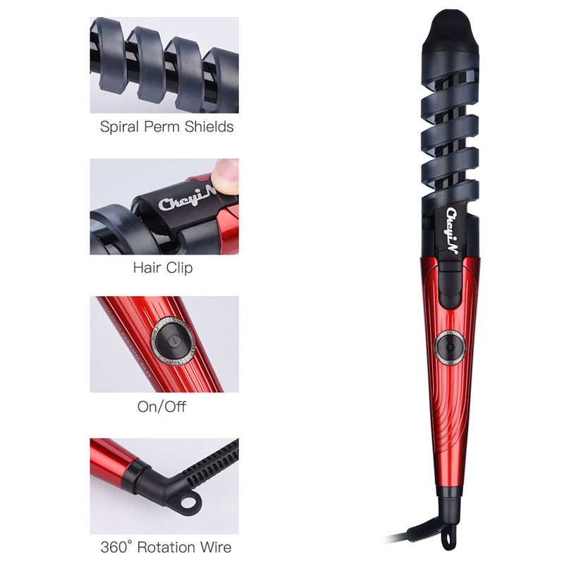 Pro Electric Ceramic Spiral Hair Curler Curling Iron Wand Rollers