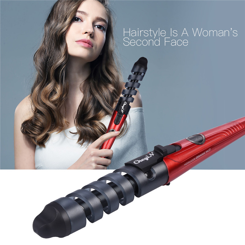 Pro Electric Ceramic Spiral Hair Curler Curling Iron Wand Rollers