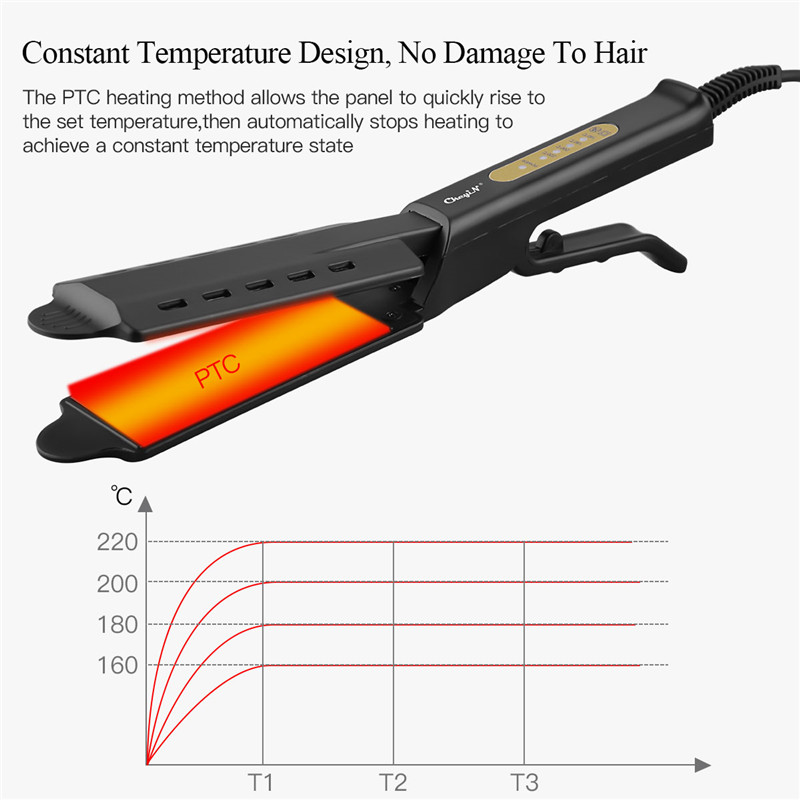 Flat Iron Titanium Alloy Temperature Adjustable Hair Straightener Fast Heating Hair Styler