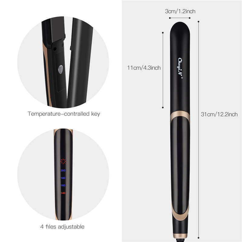 2 in 1 Far-infrared Hair Straightener Flat Iron Hair Curler Professional Tourmaline Ceramic Anion