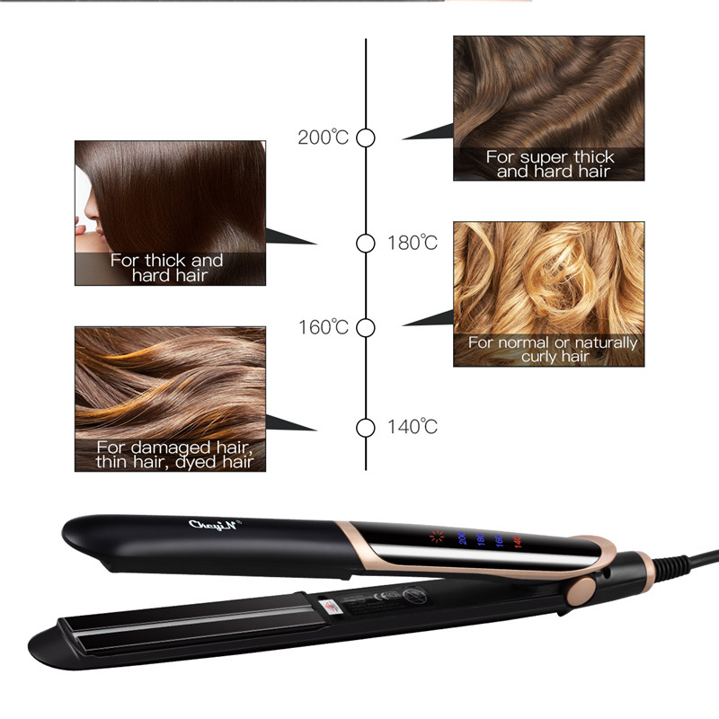 2 in 1 Far-infrared Hair Straightener Flat Iron Hair Curler Professional Tourmaline Ceramic Anion