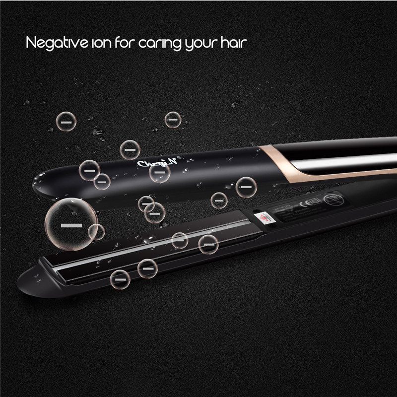 2 in 1 Far-infrared Hair Straightener Flat Iron Hair Curler Professional Tourmaline Ceramic Anion
