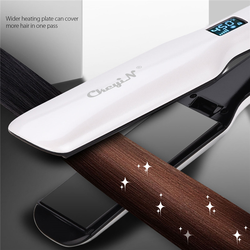 New Arrival Hair Straightener 3D Floating Wide Plates LCD Display Tourmaline Ceramic Hair Flat Iron PTC Heating