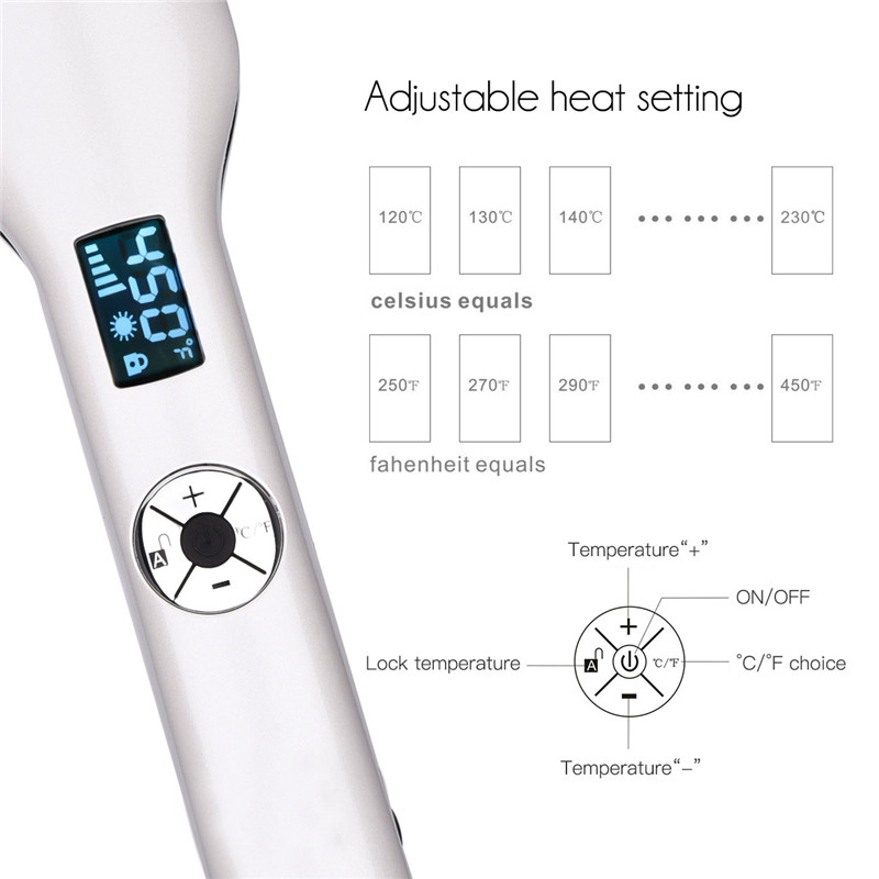 New Arrival Hair Straightener 3D Floating Wide Plates LCD Display Tourmaline Ceramic Hair Flat Iron PTC Heating
