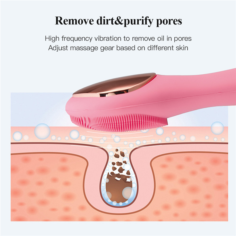 Electric Facial Brush Face Heating Silicone Deep Cleanser Ultrasonic Vibration Blackhead Remover