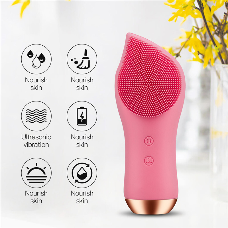 Electric Facial Brush Face Heating Silicone Deep Cleanser Ultrasonic Vibration Blackhead Remover