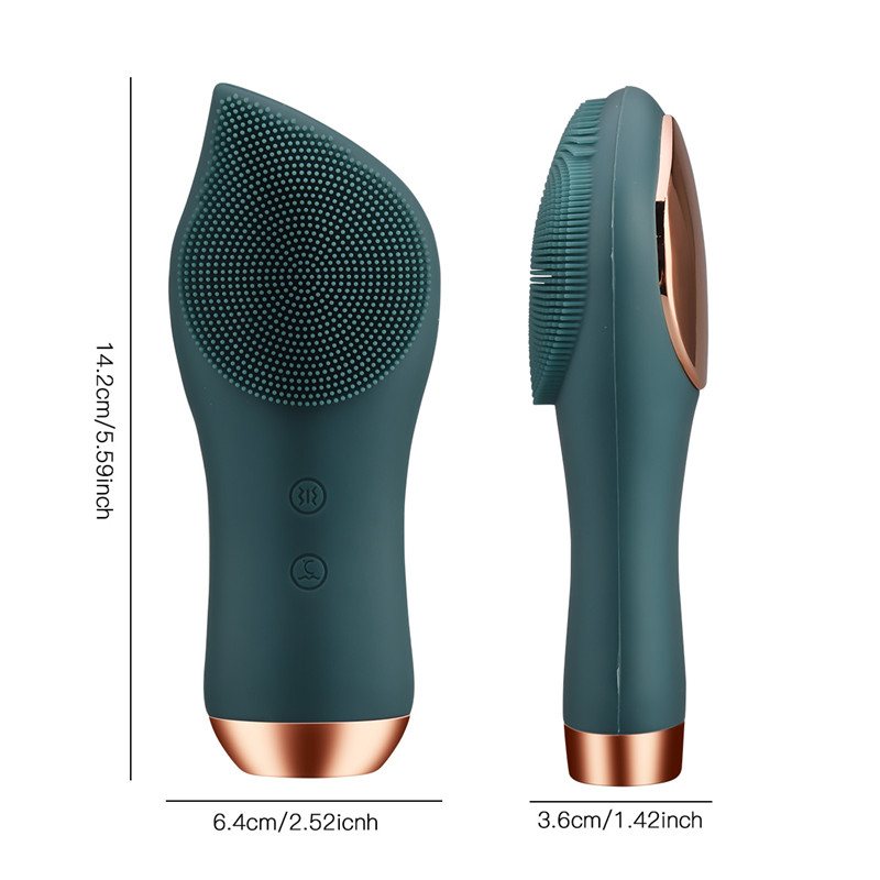Electric Facial Brush Face Heating Silicone Deep Cleanser Ultrasonic Vibration Blackhead Remover