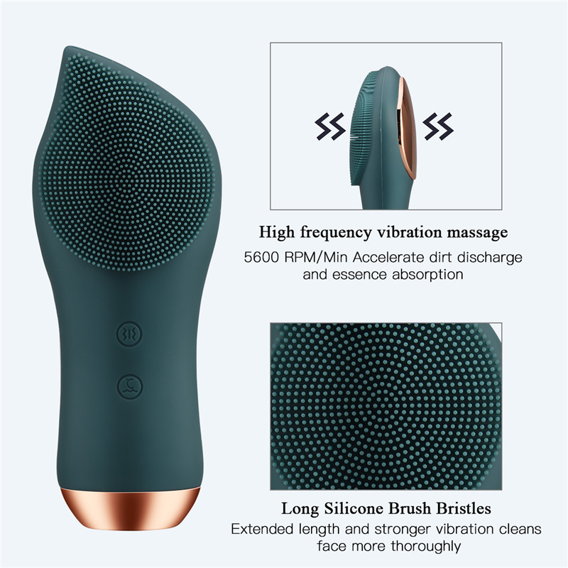Electric Facial Brush Face Heating Silicone Deep Cleanser Ultrasonic Vibration Blackhead Remover