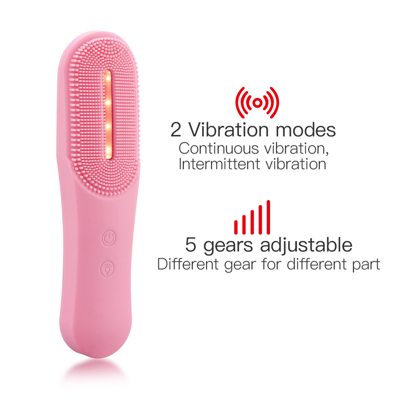 LED Photon Electric Facial Cleansing Brush Sonic Vibration Mini Soft Silicone Wireless Face Wash