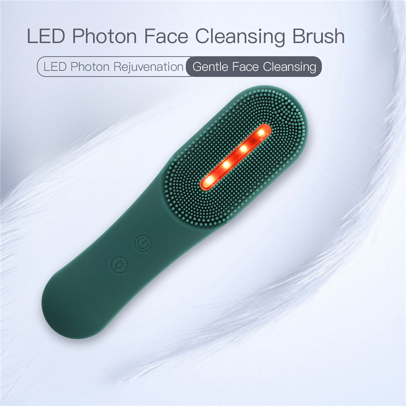 LED Photon Electric Facial Cleansing Brush Sonic Vibration Mini Soft Silicone Wireless Face Wash