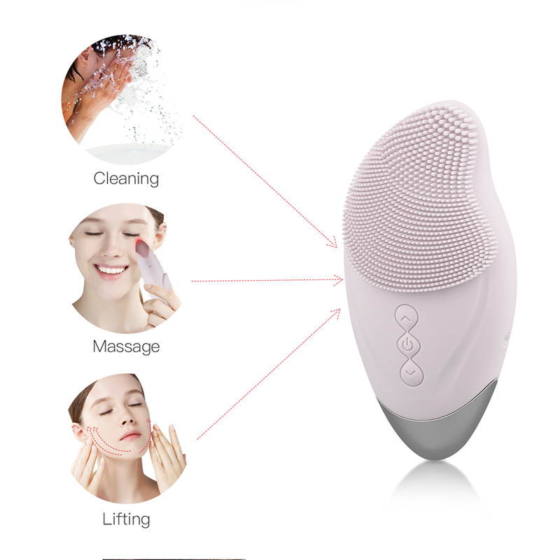 Mini Electric Facial Cleansing Brush Silicone Sonic Deep Pore Cleaning Device USB Recharge