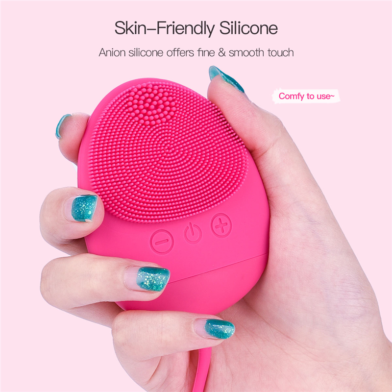 USB Electric Silicone Facial Cleansing Brush Sonic Vibration Deep Pore Cleansing Waterproof Massage