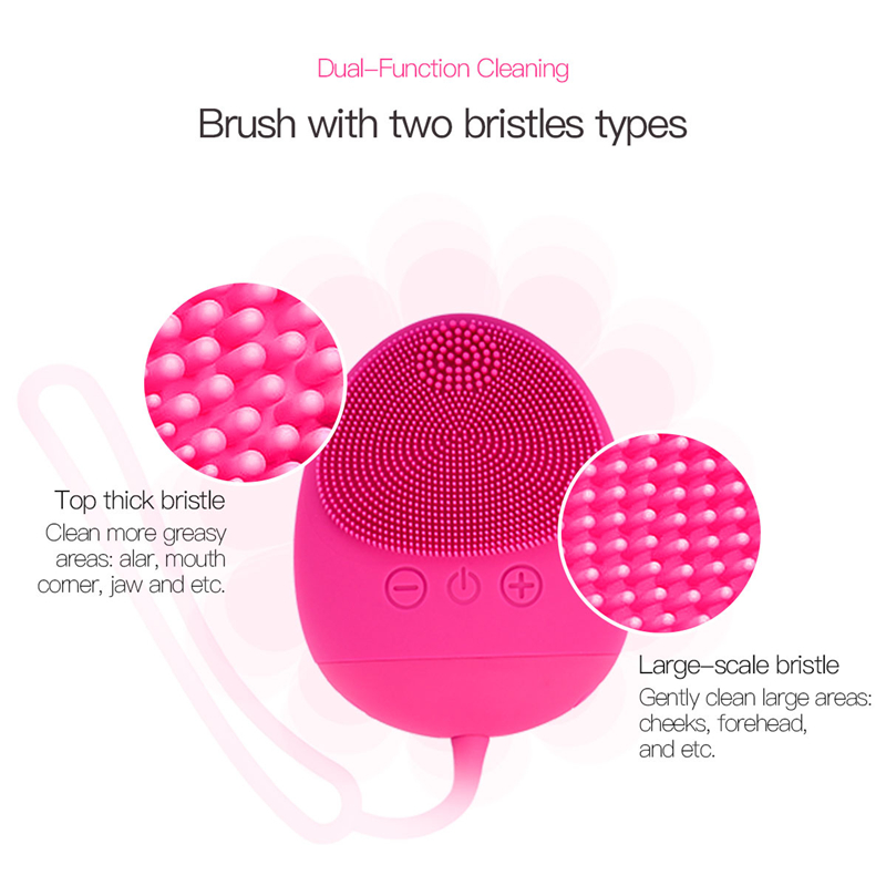 USB Electric Silicone Facial Cleansing Brush Sonic Vibration Deep Pore Cleansing Waterproof Massage