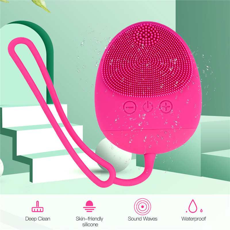 USB Electric Silicone Facial Cleansing Brush Sonic Vibration Deep Pore Cleansing Waterproof Massage