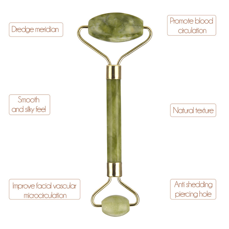Double Head Facial Roller Massage Natural Jade Skin Care