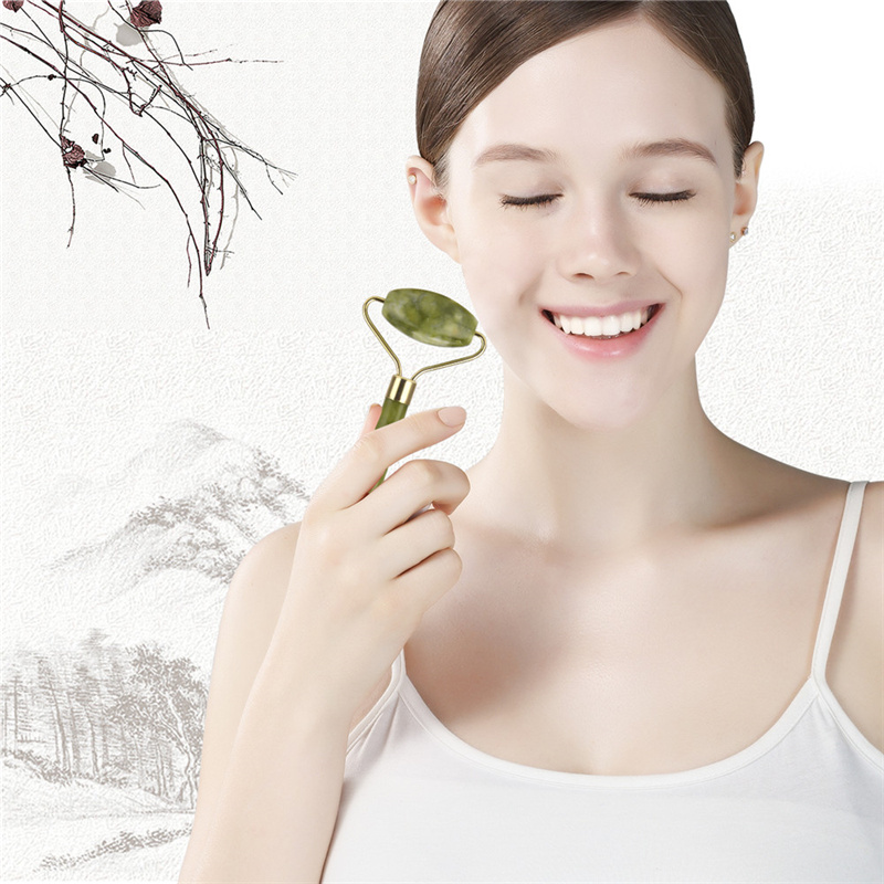 Double Head Facial Roller Massage Natural Jade Skin Care