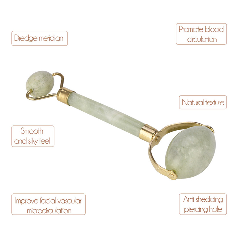 Facial Roller Massage Double Head Natural Jade Face Neck Slimmer Handmade Face Massage