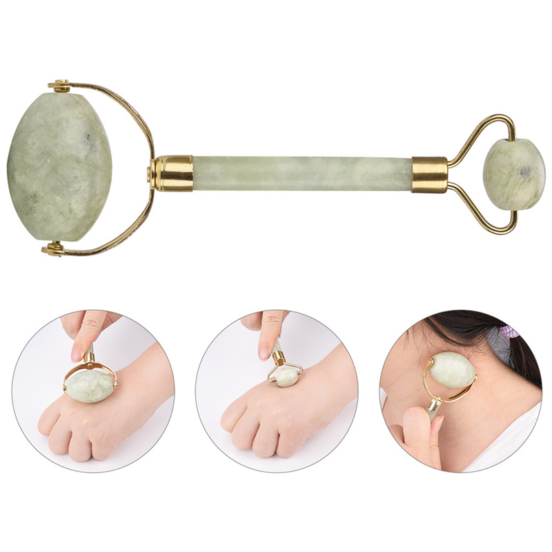 Facial Roller Massage Double Head Natural Jade Face Neck Slimmer Handmade Face Massage
