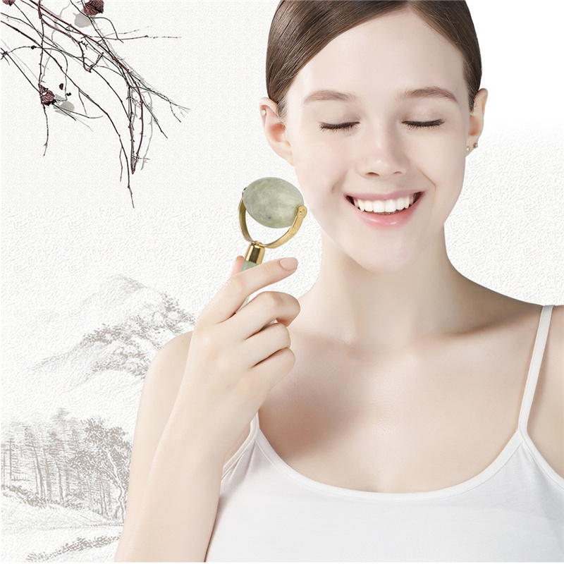 Facial Roller Massage Double Head Natural Jade Face Neck Slimmer Handmade Face Massage