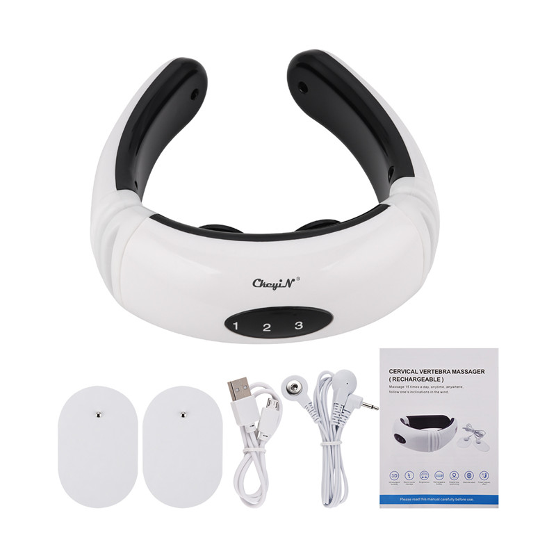 Electric Neck Massager External 2 Electrode Pads 3D Wireless Pulse Massager 6 Modes Massage Tool