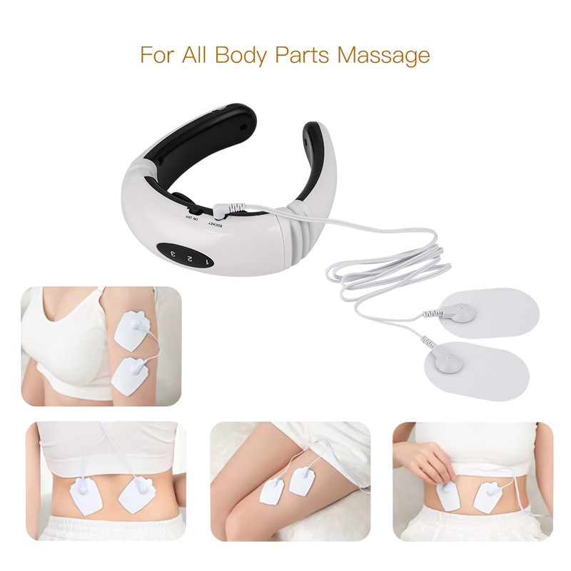 Electric Neck Massager External 2 Electrode Pads 3D Wireless Pulse Massager 6 Modes Massage Tool