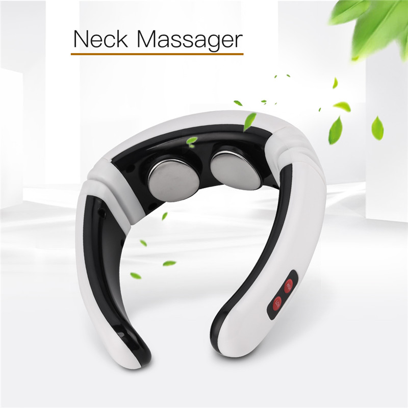 Electric Neck Massager External 2 Electrode Pads 3D Wireless Pulse Massager 6 Modes Massage Tool