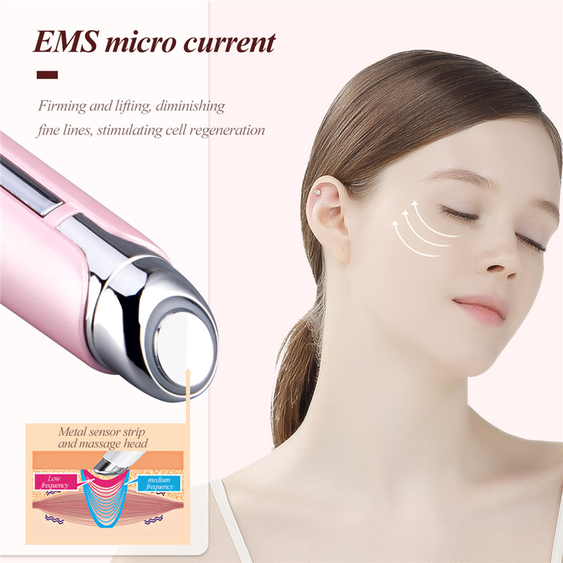 High-frequency Vibration Red-blue Light Eye Massager Ionic Facial Massager Wand with 45 ℃ Heated