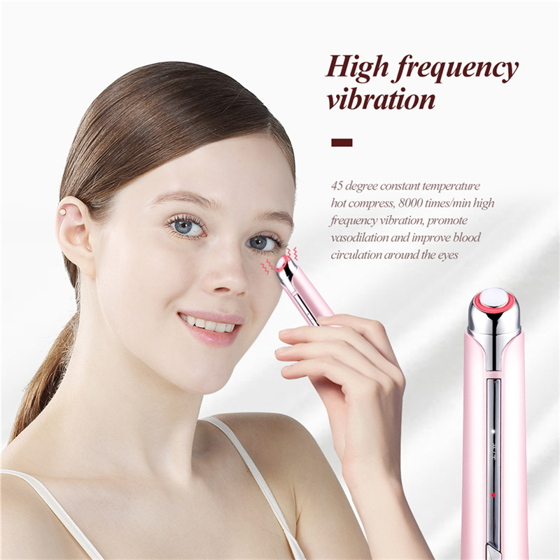 High-frequency Vibration Red-blue Light Eye Massager Ionic Facial Massager Wand with 45 ℃ Heated