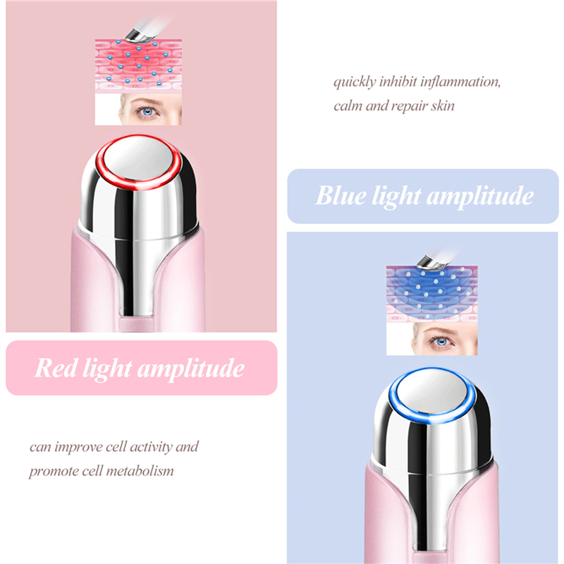 High-frequency Vibration Red-blue Light Eye Massager Ionic Facial Massager Wand with 45 ℃ Heated
