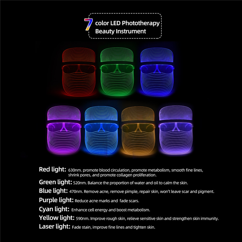 7color LED Light Therapy Face Mask Beauty Instrument Facial SPA Wrinkle Removal Skin Rejuvenation