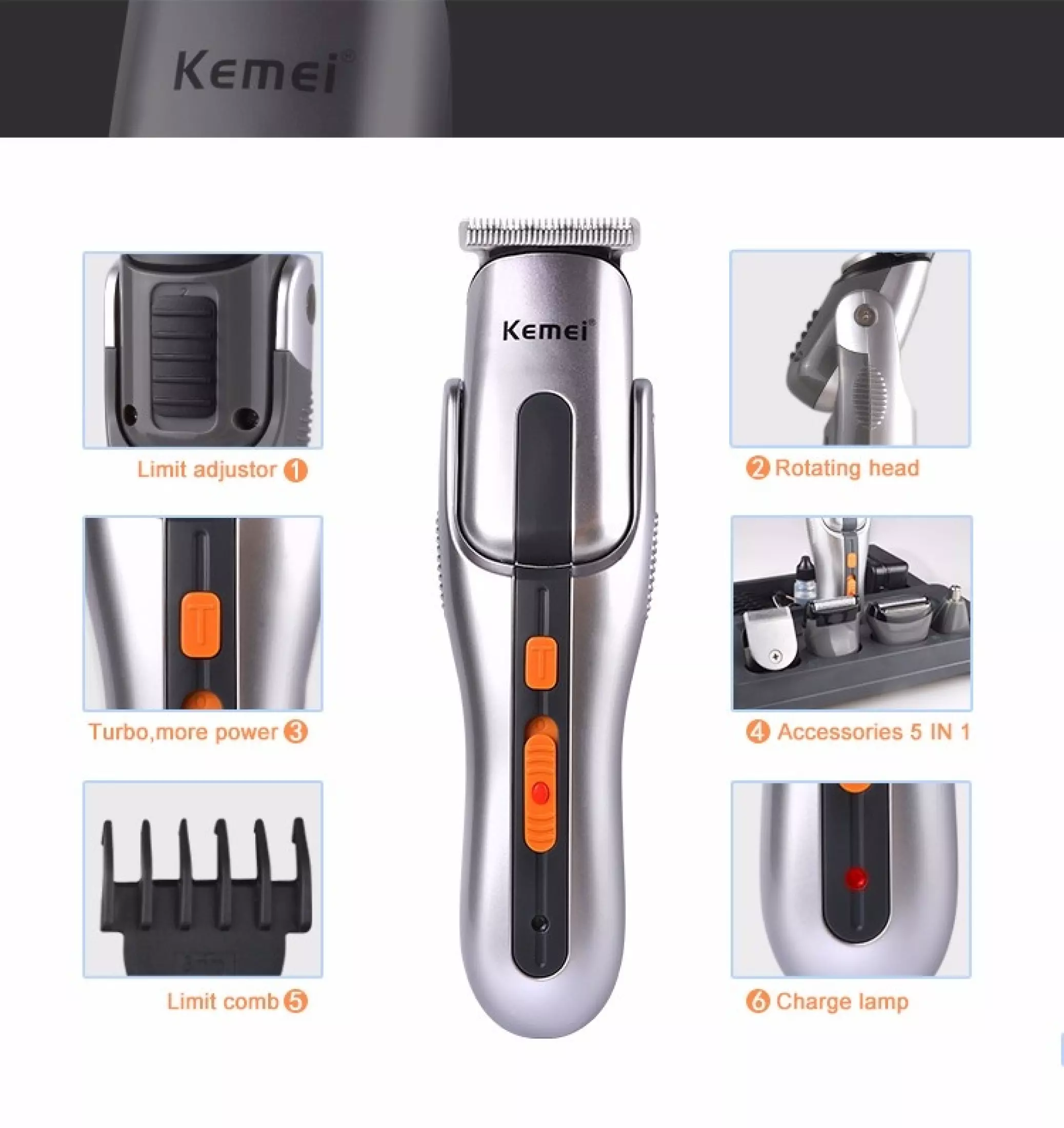 Rechargable Hair Clipper Trimmer Haircut Set kit Equipment for Hair Salon