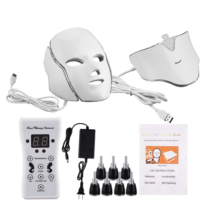 Facial Beauty Mask With 7 LED Lights Face Neck Skin Rejuvenation Phototherapy Face Care