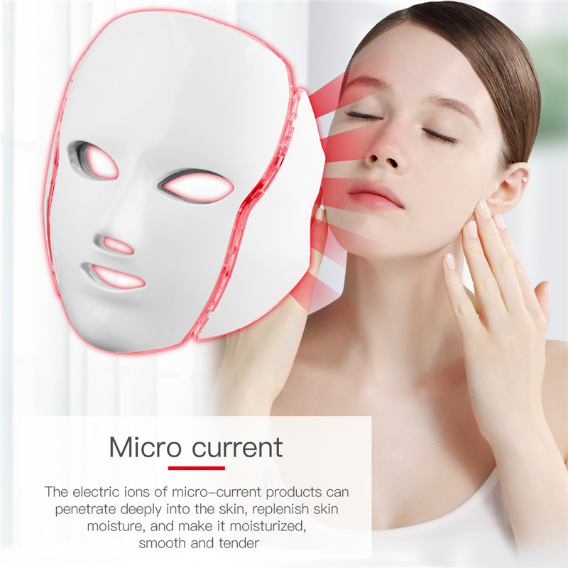 Facial Beauty Mask With 7 LED Lights Face Neck Skin Rejuvenation Phototherapy Face Care
