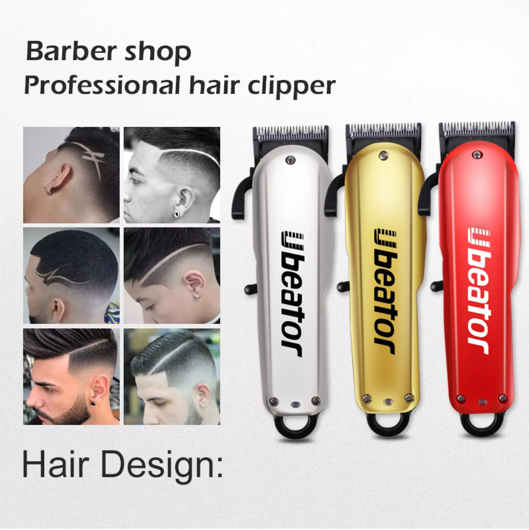 Hair Trimmer Rechargeable Electric Hair Clipper Men's Cordless Haircut Adjustable steel Blade