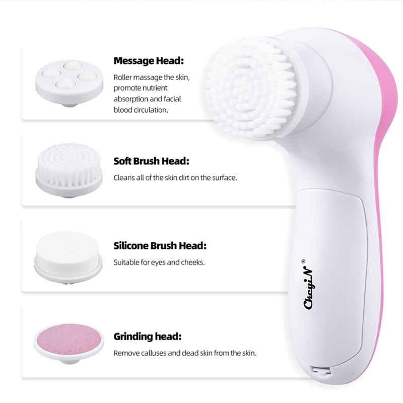 4 in 1 Facial Spin Cleansing Brush with 7 Brush Heads for Deep Cleansing face Removing Blackhead
